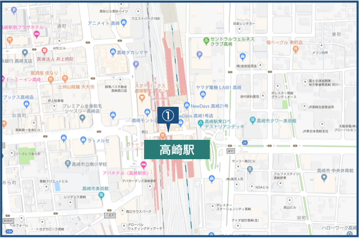 高崎駅周辺の地図