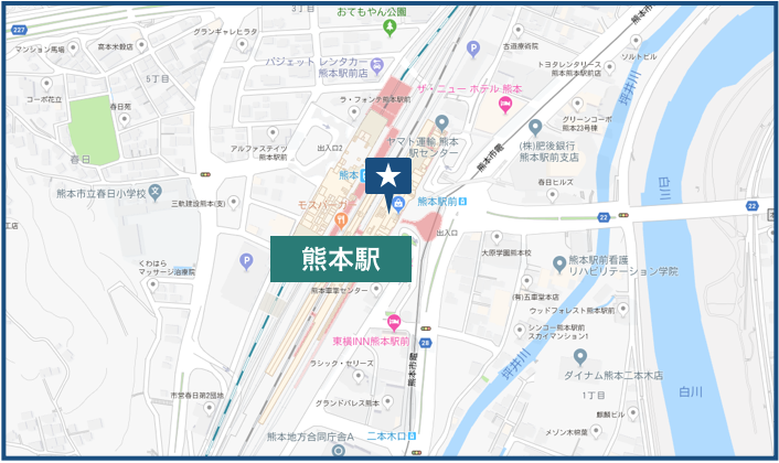 熊本駅周辺の地図