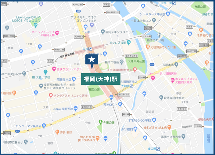 福岡(天神)駅周辺の地図