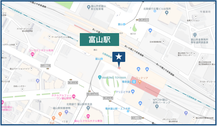 富山駅周辺の地図