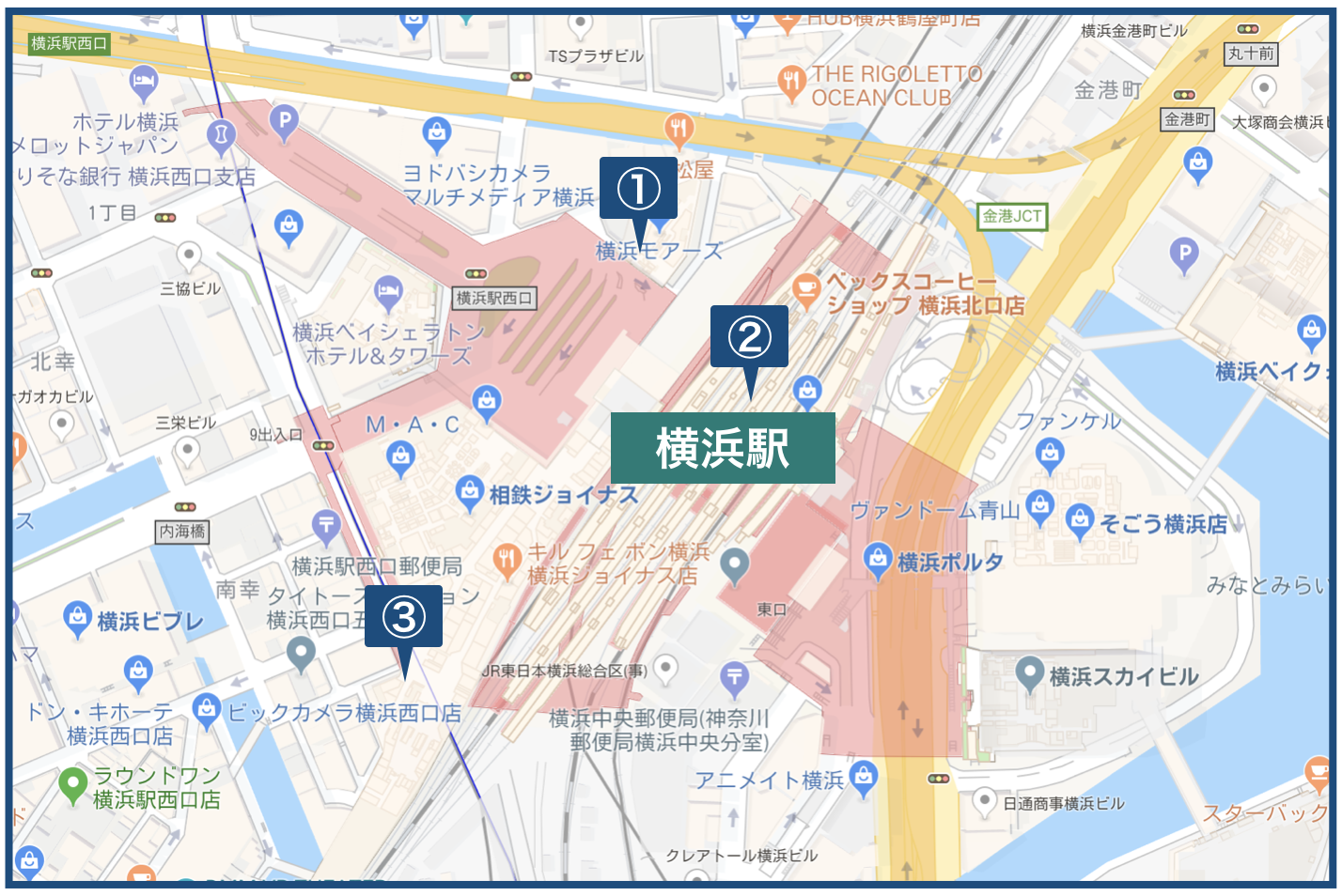 横浜駅周辺の地図